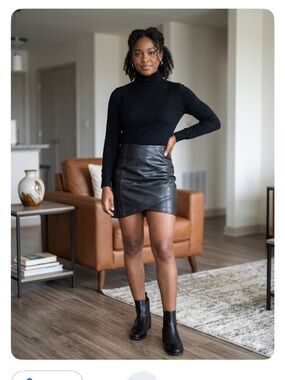 Zara Black Leather Mini Skirt